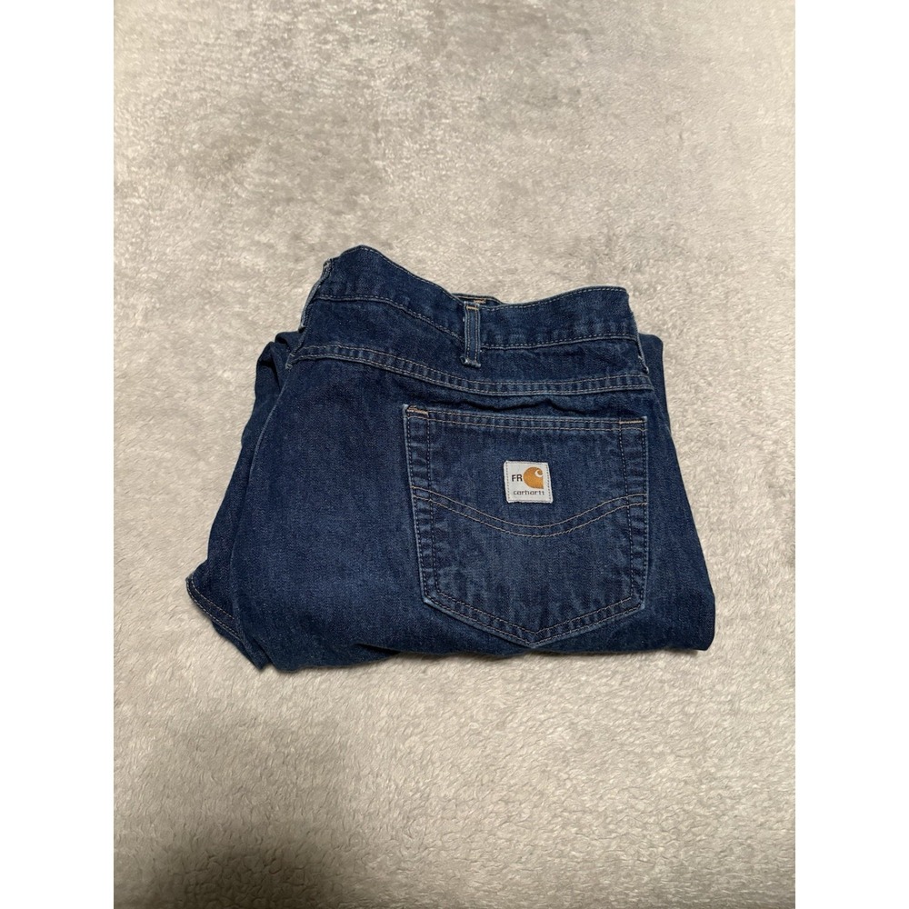 Carhartt Jeans Mens 42x30 Blue Denim FRB100 Flame Resistant Relaxed Fit Work